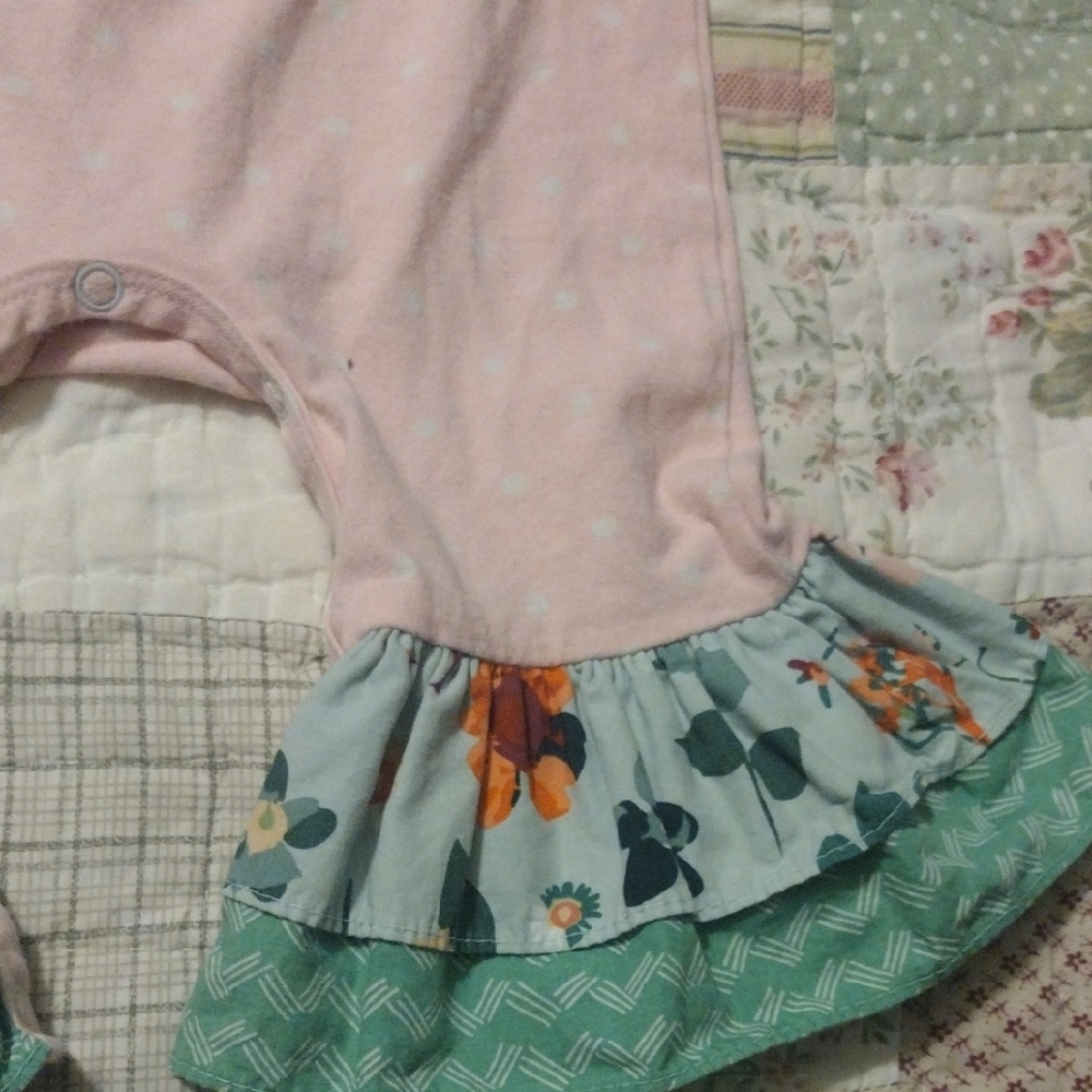 Floral Ruffle Kids Romper in Pink and Green - Picture 7 of 11
